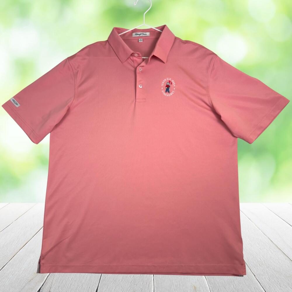 STRAIGHT DOWN Golf Polo Shirt 124th US Open Pinehurst Performance Pink Mens L